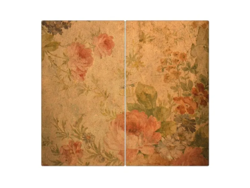 Banjado Herdabdeckplatte Glas 2 Teilig Je 30x52CM Schneidebrett Herdabdeckung Mit Motiv Blumen Antik< Herdabdeckungen|Herde