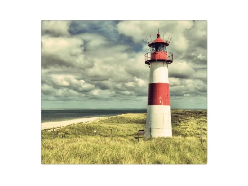 Banjado Schneidebretter|Herdabdeckungen<Herdabdeckplatte Glas 1 Teilig 60x52CM Schneidebrett Herdabdeckung Mit Motiv Leuchtturm Sylt