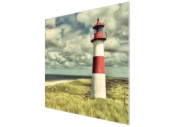 Banjado Schneidebretter|Herdabdeckungen<Herdabdeckplatte Glas 1 Teilig 60x52CM Schneidebrett Herdabdeckung Mit Motiv Leuchtturm Sylt