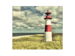 Banjado Schneidebretter|Herdabdeckungen<Herdabdeckplatte Glas 1 Teilig 60x52CM Schneidebrett Herdabdeckung Mit Motiv Leuchtturm Sylt