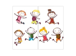 Banjado Herdabdeckplatte Glas 2 Teilig Je 30x52CM Schneidebrett Herdabdeckung Mit Motiv Happy Kids< Schneidebretter|Herde