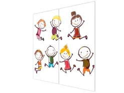 Banjado Herdabdeckplatte Glas 2 Teilig Je 30x52CM Schneidebrett Herdabdeckung Mit Motiv Happy Kids< Schneidebretter|Herde