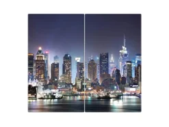 Banjado Schneidebretter|Herdabdeckungen<Herdabdeckplatte Glas 2 Teilig Je 30x52CM Schneidebrett Herdabdeckung Mit Motiv New York