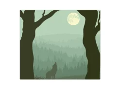 Banjado Herdabdeckplatte Glas 1 Teilig 60x52CM Schneidebrett Herdabdeckung Mit Motiv Heulender Wolf< Schneidebretter|Herdabdeckungen