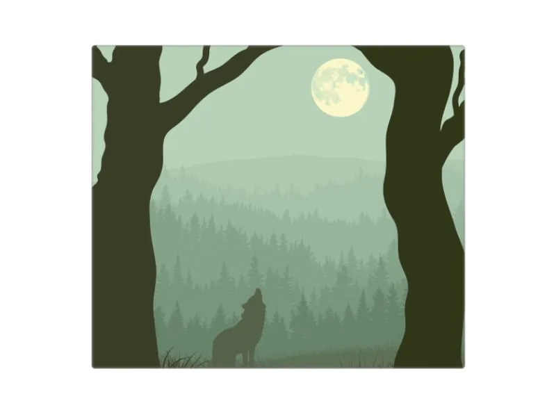 Banjado Herdabdeckplatte Glas 1 Teilig 60x52CM Schneidebrett Herdabdeckung Mit Motiv Heulender Wolf< Schneidebretter|Herdabdeckungen