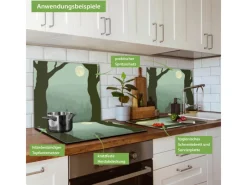 Banjado Herdabdeckplatte Glas 1 Teilig 60x52CM Schneidebrett Herdabdeckung Mit Motiv Heulender Wolf< Schneidebretter|Herdabdeckungen
