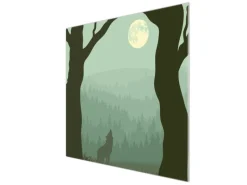 Banjado Herdabdeckplatte Glas 1 Teilig 60x52CM Schneidebrett Herdabdeckung Mit Motiv Heulender Wolf< Schneidebretter|Herdabdeckungen