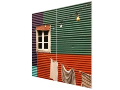 Banjado Herdabdeckplatte Glas 2 Teilig Je 30x52CM Schneidebrett Herdabdeckung Mit Motiv Buntes Haus< Herdabdeckungen|Herde
