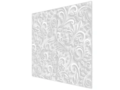Sale Banjado Herdabdeckplatte Glas 2 Teilig Je 30x52CM Schneidebrett Herdabdeckung Mit Motiv White Swirl