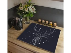 Banjado Schneidebretter|Herdabdeckungen<Herdabdeckplatte Glas 1 Teilig 60x52CM Schneidebrett Herdabdeckung Mit Motiv Sternbild Hirsch
