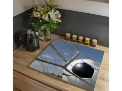 Banjado Herdabdeckplatte Glas 1 Teilig 60x52CM Schneidebrett Herdabdeckung Mit Motiv Fußball< Schneidebretter|Herdabdeckungen