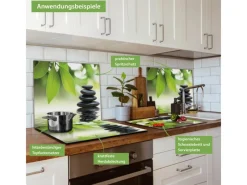 Hot Banjado Herdabdeckplatte Glas 1 Teilig 60x52CM Schneidebrett Herdabdeckung Mit Motiv Steine&Relax