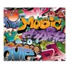 Hot Banjado Herdabdeckplatte Glas 1 Teilig 60x52CM Schneidebrett Herdabdeckung Mit Motiv Graffiti