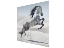 Banjado Herde|Kochfelder<Herdabdeckplatte Glas 2 Teilig Je 30x52CM Schneidebrett Herdabdeckung Mit Motiv Wildes Pferd