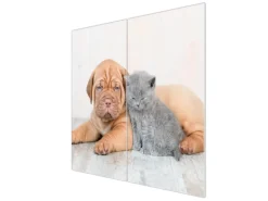 Banjado Herdabdeckplatte Glas 2 Teilig Je 30x52CM Schneidebrett Herdabdeckung Mit Motiv Hund Und Katze< Schneidebretter|Herdabdeckungen