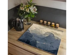 Banjado Schneidebretter<Herdabdeckplatte Glas 1 Teilig 60x52CM Schneidebrett Herdabdeckung Mit Motiv Alpen Im Sonnenschein