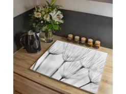 Banjado Herdabdeckplatte Glas 1 Teilig 60x52CM Schneidebrett Herdabdeckung Mit Motiv Pusteblumen Sw< Herdabdeckungen|Schneidebretter