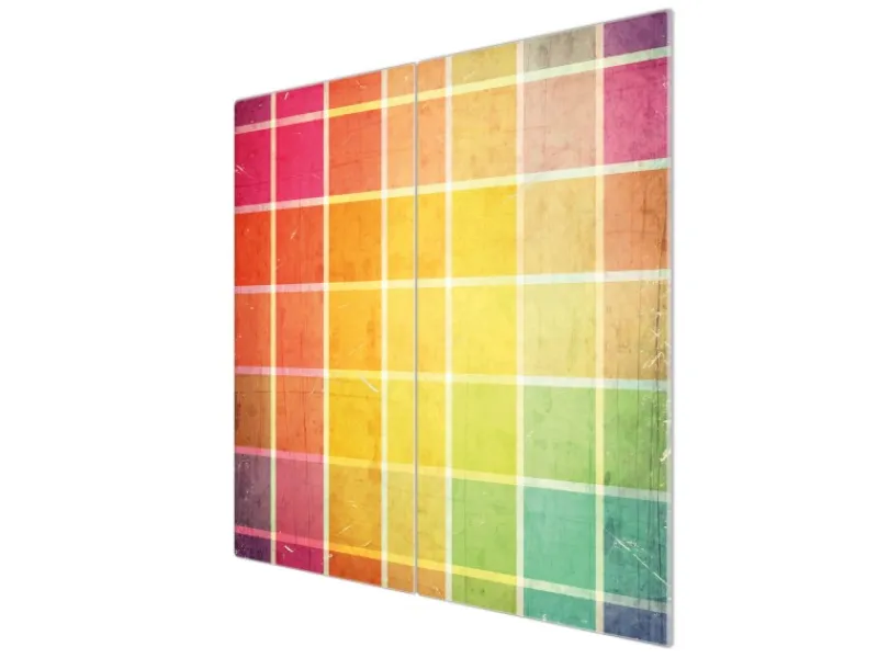 Banjado Schneidebretter|Herdabdeckungen<Herdabdeckplatte Glas 2 Teilig Je 30x52CM Schneidebrett Herdabdeckung Mit Motiv Bunte Glasbausteine