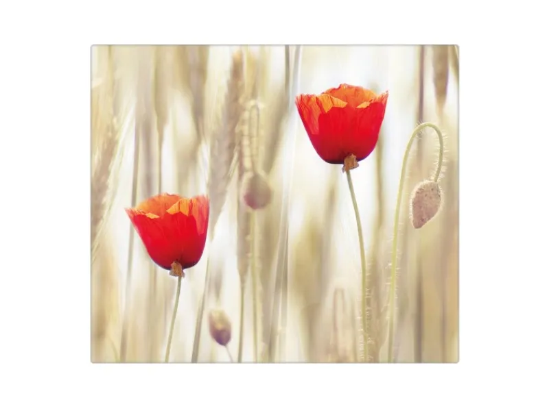 Banjado Herde|Herdabdeckungen<Herdabdeckplatte Glas 1 Teilig 60x52CM Schneidebrett Herdabdeckung Mit Motiv Klatschmohn