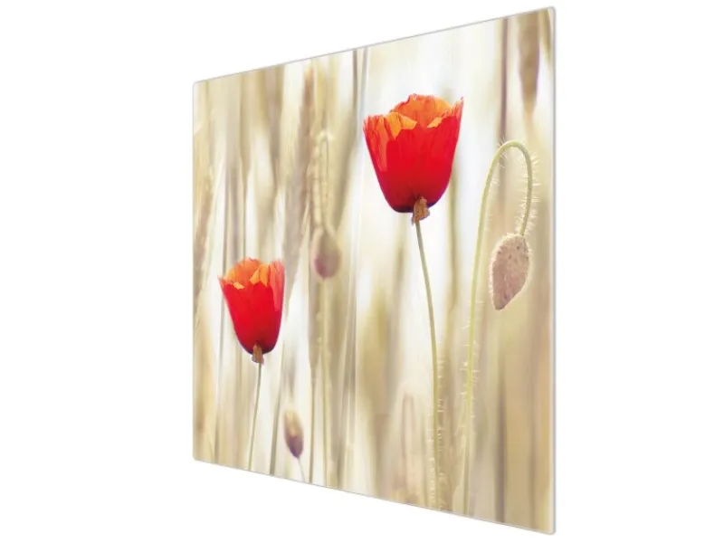 Banjado Herde|Herdabdeckungen<Herdabdeckplatte Glas 1 Teilig 60x52CM Schneidebrett Herdabdeckung Mit Motiv Klatschmohn