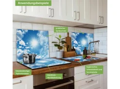Banjado Schneidebretter|Herdabdeckungen<Herdabdeckplatte Glas 1 Teilig 60x52CM Schneidebrett Herdabdeckung Mit Motiv Clouds