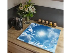 Banjado Schneidebretter|Herdabdeckungen<Herdabdeckplatte Glas 1 Teilig 60x52CM Schneidebrett Herdabdeckung Mit Motiv Clouds
