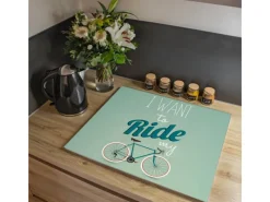 Banjado Herdabdeckplatte Glas 1 Teilig 60x52CM Schneidebrett Herdabdeckung Mit Motiv I Want To Ride My Bike< Herdabdeckungen|Kochfelder