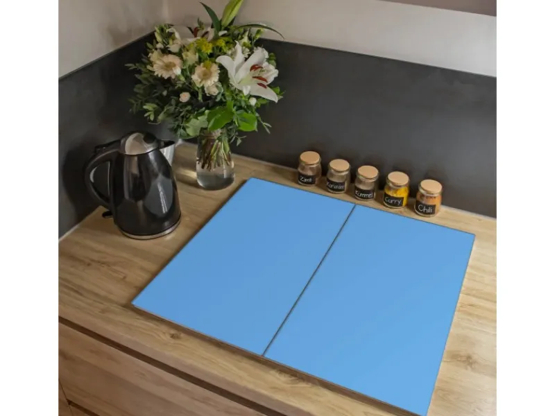 Banjado Herdabdeckungen|Herde<Herdabdeckplatte Glas 2 Teilig Je 30x52CM Schneidebrett Herdabdeckung Mit Motiv Pastellblau