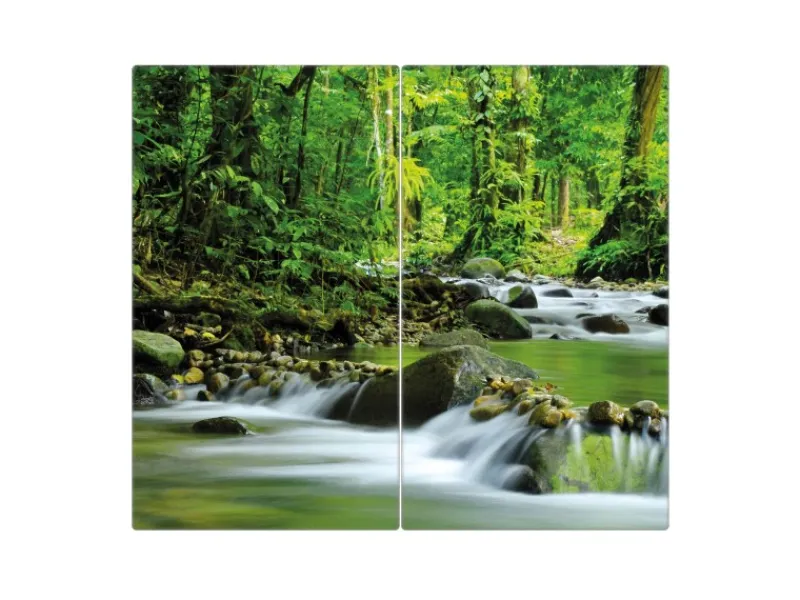 Banjado Herdabdeckplatte Glas 2 Teilig Je 30x52CM Schneidebrett Herdabdeckung Mit Motiv Rauschender Bach< Schneidebretter|Herdabdeckungen