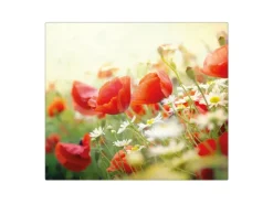Banjado Herdabdeckplatte Glas 1 Teilig 60x52CM Schneidebrett Herdabdeckung Mit Motiv Kamille Und Mohn< Herdabdeckungen|Kochfelder