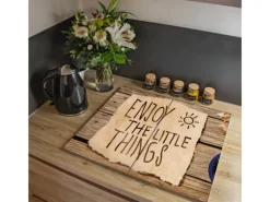 Banjado Herdabdeckplatte Glas 2 Teilig Je 30x52CM Schneidebrett Herdabdeckung Mit Motiv Happy Day< Herde|Kochfelder