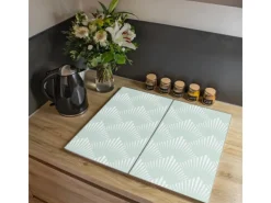 Banjado Herdabdeckplatte Glas 2 Teilig Je 30x52CM Schneidebrett Herdabdeckung Mit Motiv Strahlen Mint< Schneidebretter|Herdabdeckungen