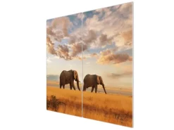Banjado Schneidebretter|Herdabdeckungen<Herdabdeckplatte Glas 2 Teilig Je 30x52CM Schneidebrett Herdabdeckung Mit Motiv Elefanten