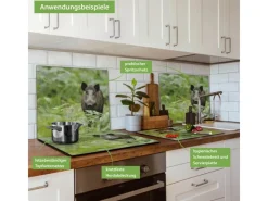 Discount Banjado Herdabdeckplatte Glas 1 Teilig 60x52CM Schneidebrett Herdabdeckung Mit Motiv Wildschwein