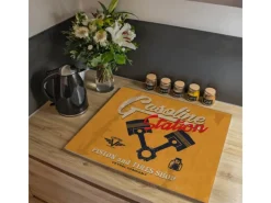 New Banjado Herdabdeckplatte Glas 1 Teilig 60x52CM Schneidebrett Herdabdeckung Mit Motiv Gasoline Station