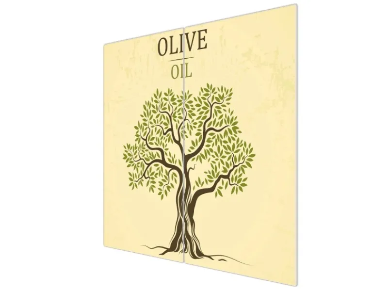 Banjado Herdabdeckplatte Glas 2 Teilig Je 30x52CM Schneidebrett Herdabdeckung Mit Motiv Olivenbaum< Herde|Herdabdeckungen