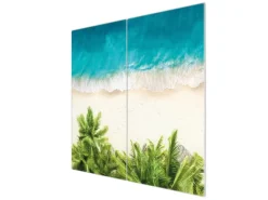 Banjado Herdabdeckplatte Glas 2 Teilig Je 30x52CM Schneidebrett Herdabdeckung Mit Motiv Strandtag< Schneidebretter|Herdabdeckungen