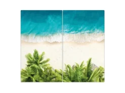 Banjado Herdabdeckplatte Glas 2 Teilig Je 30x52CM Schneidebrett Herdabdeckung Mit Motiv Strandtag< Schneidebretter|Herdabdeckungen