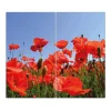 Banjado Herdabdeckplatte Glas 2 Teilig Je 30x52CM Schneidebrett Herdabdeckung Mit Motiv Mohnblumen