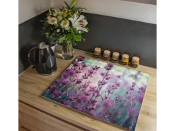 Online Banjado Herdabdeckplatte Glas 2 Teilig Je 30x52CM Schneidebrett Herdabdeckung Mit Motiv Lavendel 2
