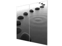 Best Banjado Herdabdeckplatte Glas 2 Teilig Je 30x52CM Schneidebrett Herdabdeckung Mit Motiv Schwarze Steine