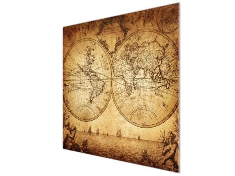 Hot Banjado Herdabdeckplatte Glas 1 Teilig 60x52CM Schneidebrett Herdabdeckung Mit Motiv Sieben Weltmeere