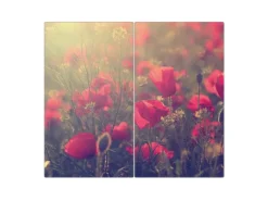 Banjado Herdabdeckplatte Glas 2 Teilig Je 30x52CM Schneidebrett Herdabdeckung Mit Motiv Mohn< Schneidebretter|Herdabdeckungen
