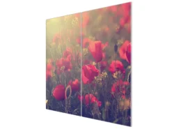 Banjado Herdabdeckplatte Glas 2 Teilig Je 30x52CM Schneidebrett Herdabdeckung Mit Motiv Mohn< Schneidebretter|Herdabdeckungen