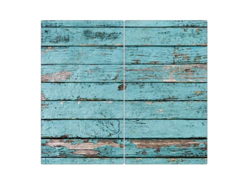 Banjado Schneidebretter|Herde<Herdabdeckplatte Glas 2 Teilig Je 30x52CM Schneidebrett Herdabdeckung Mit Motiv Blaue Holzlatten