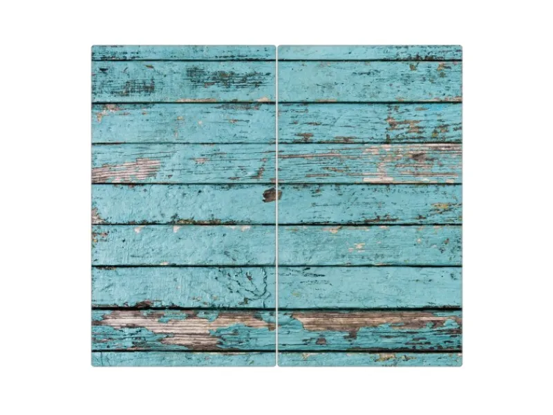 Banjado Schneidebretter|Herde<Herdabdeckplatte Glas 2 Teilig Je 30x52CM Schneidebrett Herdabdeckung Mit Motiv Blaue Holzlatten
