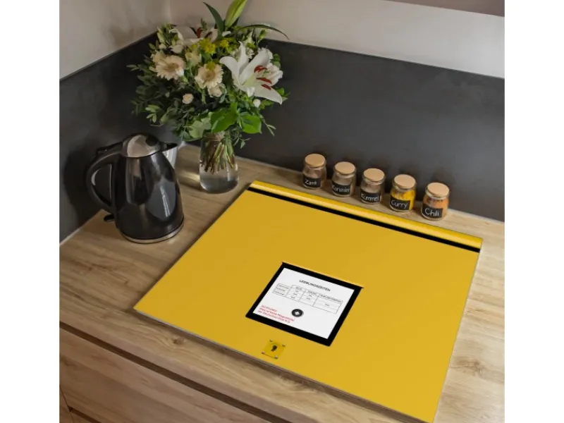 Banjado Herdabdeckplatte Glas 1 Teilig 60x52CM Schneidebrett Herdabdeckung Mit Motiv Briefkasten Gelb< Kochfelder|Herdabdeckungen