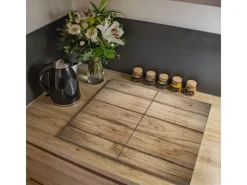Banjado Herdabdeckplatte Glas 2 Teilig Je 30x52CM Schneidebrett Herdabdeckung Mit Motiv Holzplanken< Herdabdeckungen|Kochfelder