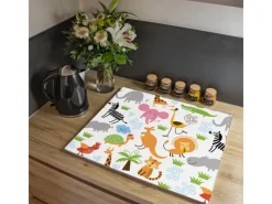 Banjado Herdabdeckungen|Herde<Herdabdeckplatte Glas 1 Teilig 60x52CM Schneidebrett Herdabdeckung Mit Motiv Fröhliche Tiere