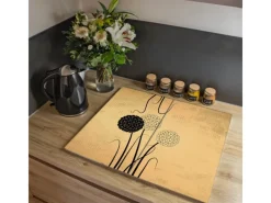 New Banjado Herdabdeckplatte Glas 2 Teilig Je 30x52CM Schneidebrett Herdabdeckung Mit Motiv Zwiebel Vintage